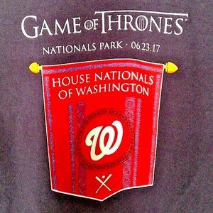 Washington Nationals SGA Game of Thrones Night T-Shirt L 6/23/17 Player's Houses